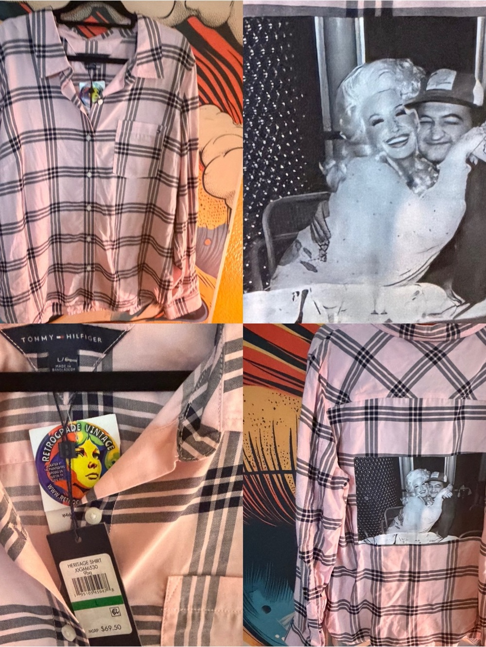 NWT Tommy Hilfiger CUSTOM DOLLY PARTON BELUSHI PLAID PINK Shirt L